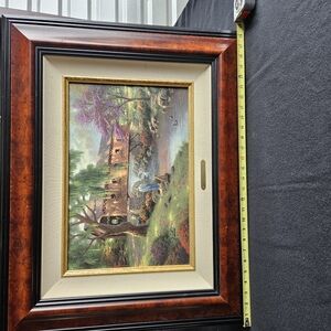 Framed Landscape Painting with Wooden Frame